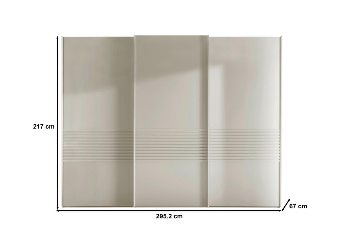 SCHWEBETÜRENSCHRANK 300/217/67 cm 3-türig Weiß  - Weiß, Design, Holzwerkstoff/Metall (300/217/67cm) - Novel