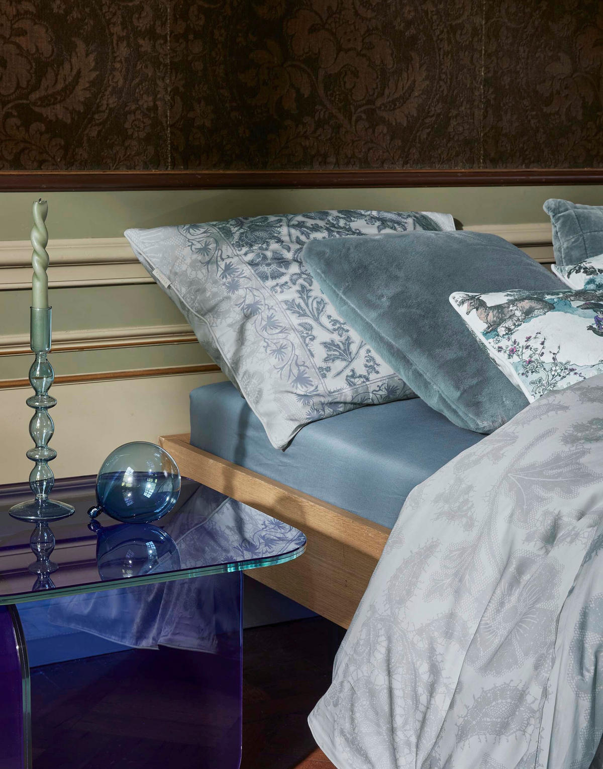 BETTWÄSCHE MAERE Satin 155/220 cm  - Blau, KONVENTIONELL, Textil (155/220cm) - Essenza