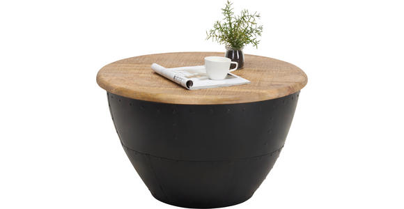 COUCHTISCH Mangoholz massiv rund Braun, Schwarz 72/72/43 cm  - Schwarz/Braun, Design, Holz/Metall (72/72/43cm) - Carryhome