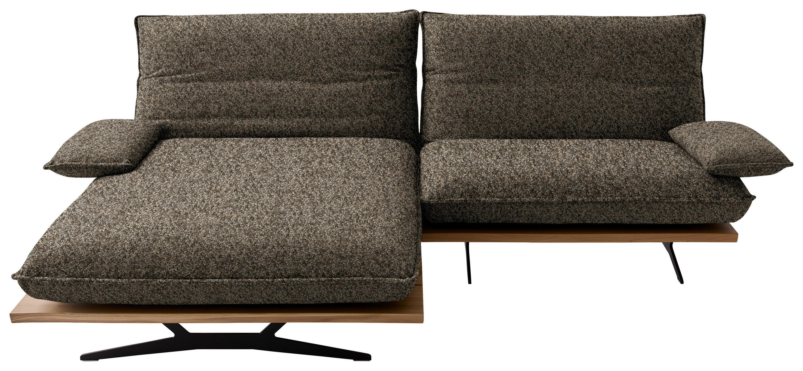 ECKSOFA  in Chenille, Flachgewebe Braun, Wildeiche  161/284 cm  - Wildeiche/Schwarz, Design, Holz/Textil (161/284cm) - Koinor