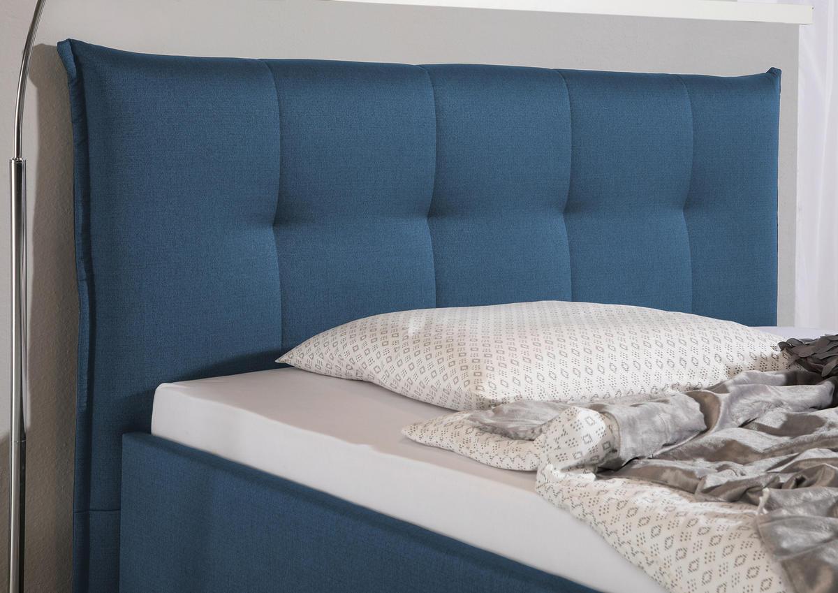 POLSTERBETT  in Blau,  - Blau/Alufarben, MODERN, Textil/Metall (173/115/211cm) - Livetastic