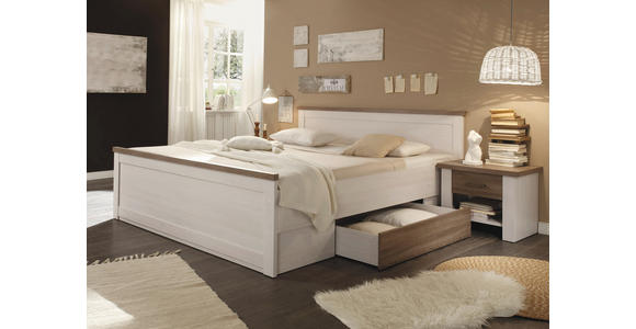 BETTANLAGE 180/200 cm in Weiß, Trüffeleichefarben - Trüffeleichefarben/Weiß, LIFESTYLE, Holzwerkstoff (180/200cm) - Carryhome