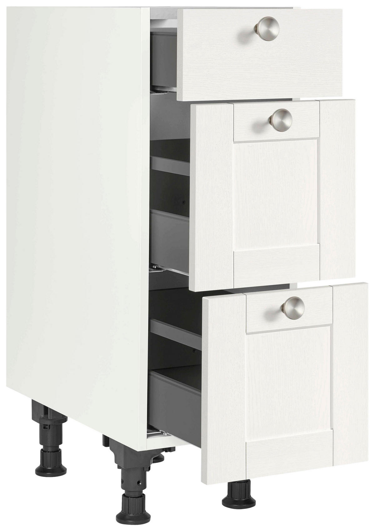 SCHUBKASTENUNTERSCHRANK 30/87/56 cm  in Weiß  - Edelstahlfarben/Weiß, MODERN, Holzwerkstoff/Metall (30/87/56cm) - Nobilia