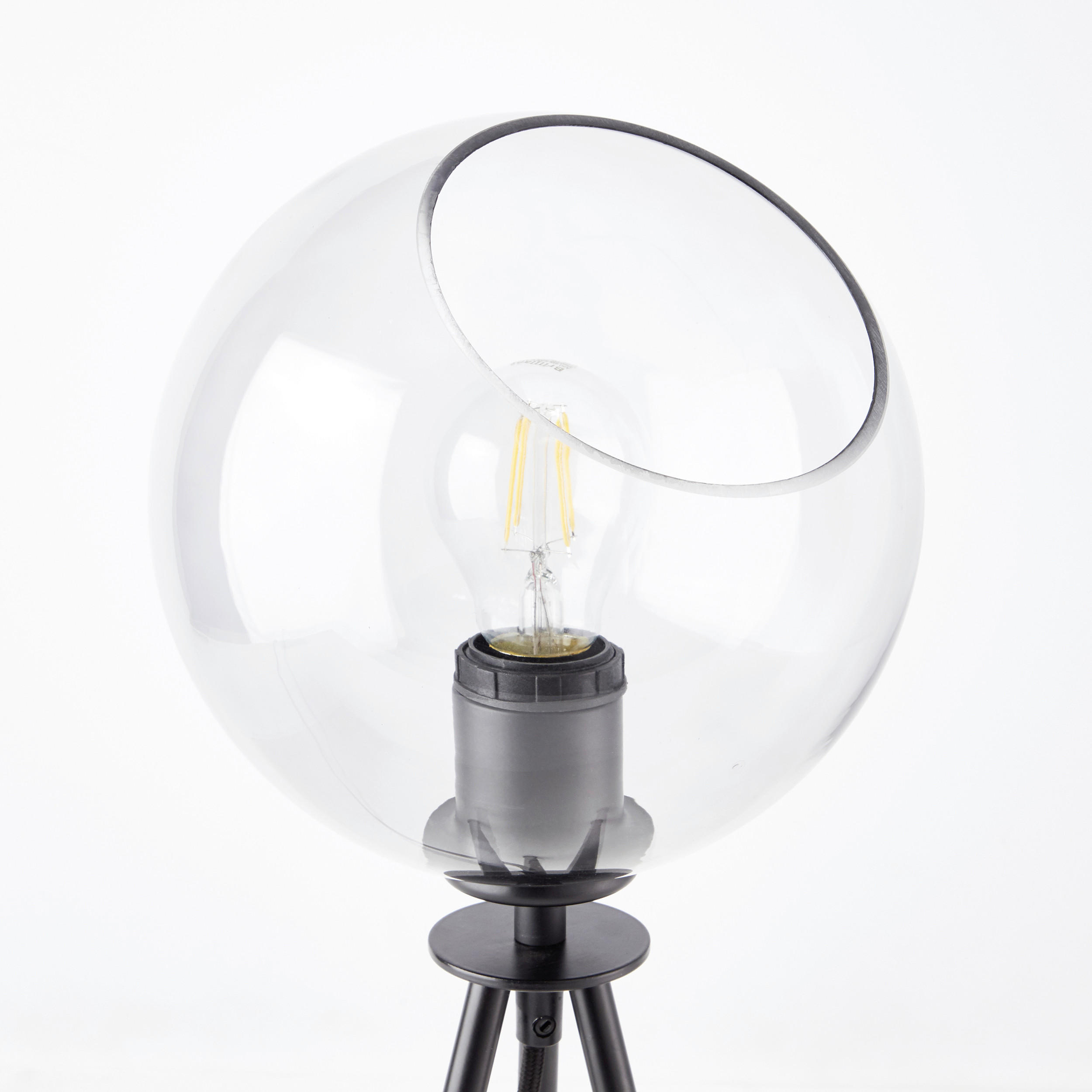 TISCHLEUCHTE AFTON 20/50 cm   - Transparent/Schwarz, Design, Glas/Metall (20/50cm)