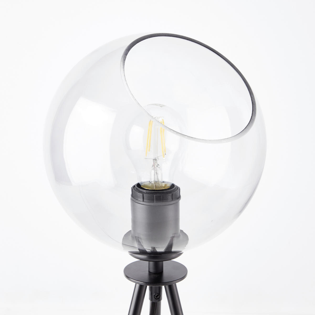 TISCHLEUCHTE AFTON 20/50 cm   - Transparent/Schwarz, Design, Glas/Metall (20/50cm)