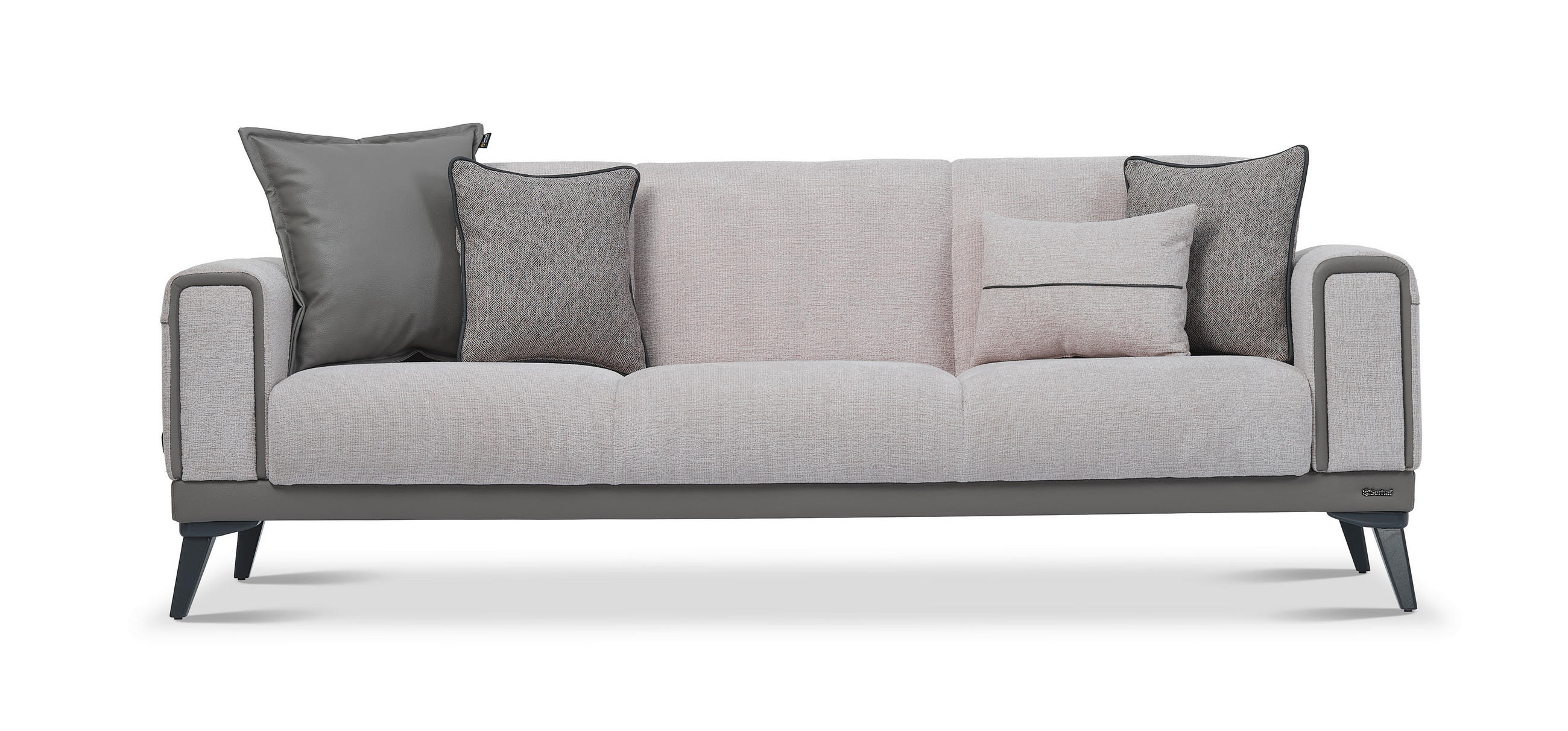 3-SITZER-SOFA Bouclé Grau  - Anthrazit/Grau, Design, Holz/Textil (230/83/86cm) - Livetastic