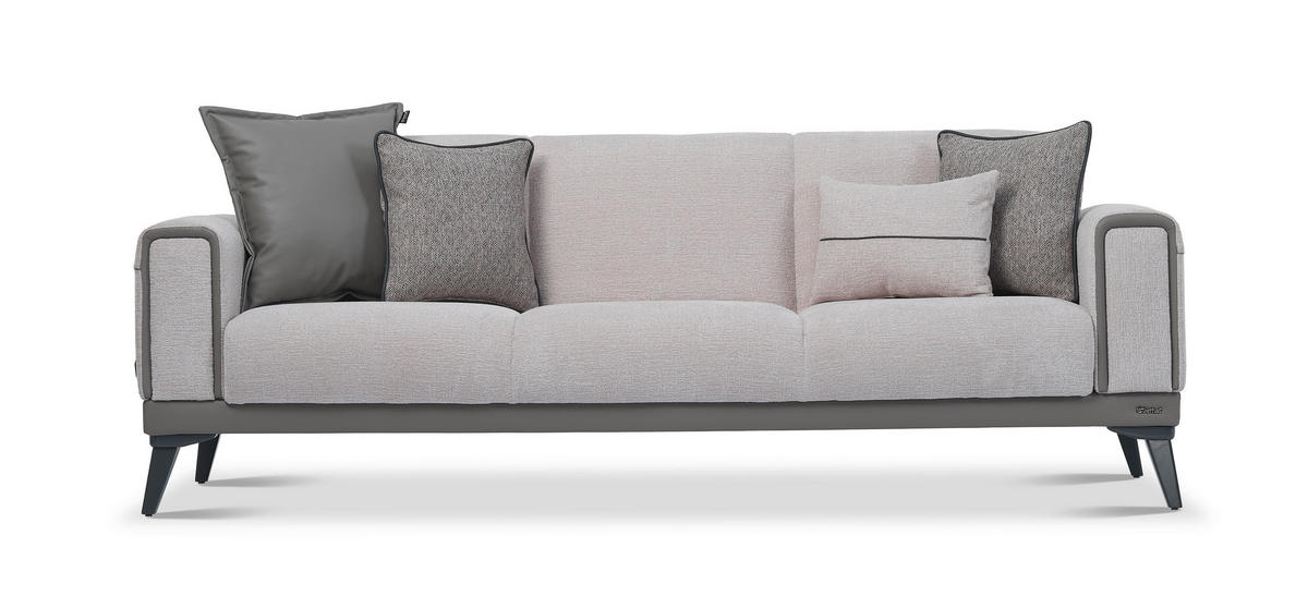 3-SITZER-SOFA in Bouclé Grau  - Anthrazit/Grau, Design, Holz/Textil (230/83/86cm) - Livetastic