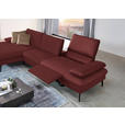 ECKSOFA in Echtleder Rot  - Rot/Schwarz, Design, Leder/Metall (157/325cm) - Dieter Knoll