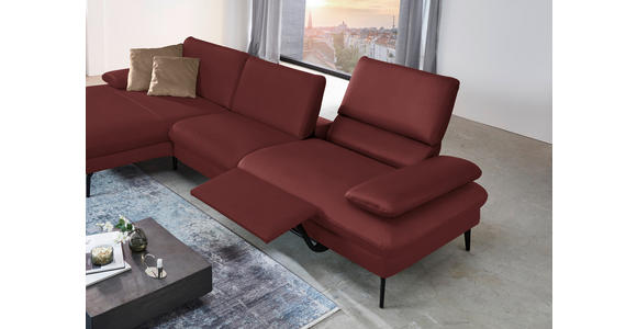 ECKSOFA in Echtleder Rot  - Rot/Schwarz, Design, Leder/Metall (157/325cm) - Dieter Knoll