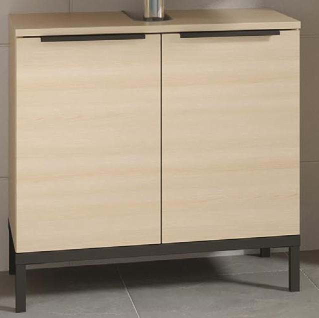 SKŘÍŇKA POD UMYVADLO, barvy dubu, 60/58/38 cm - černá/barvy dubu, Moderní, kov/kompozitní dřevo (60/58/38cm) - Xora
