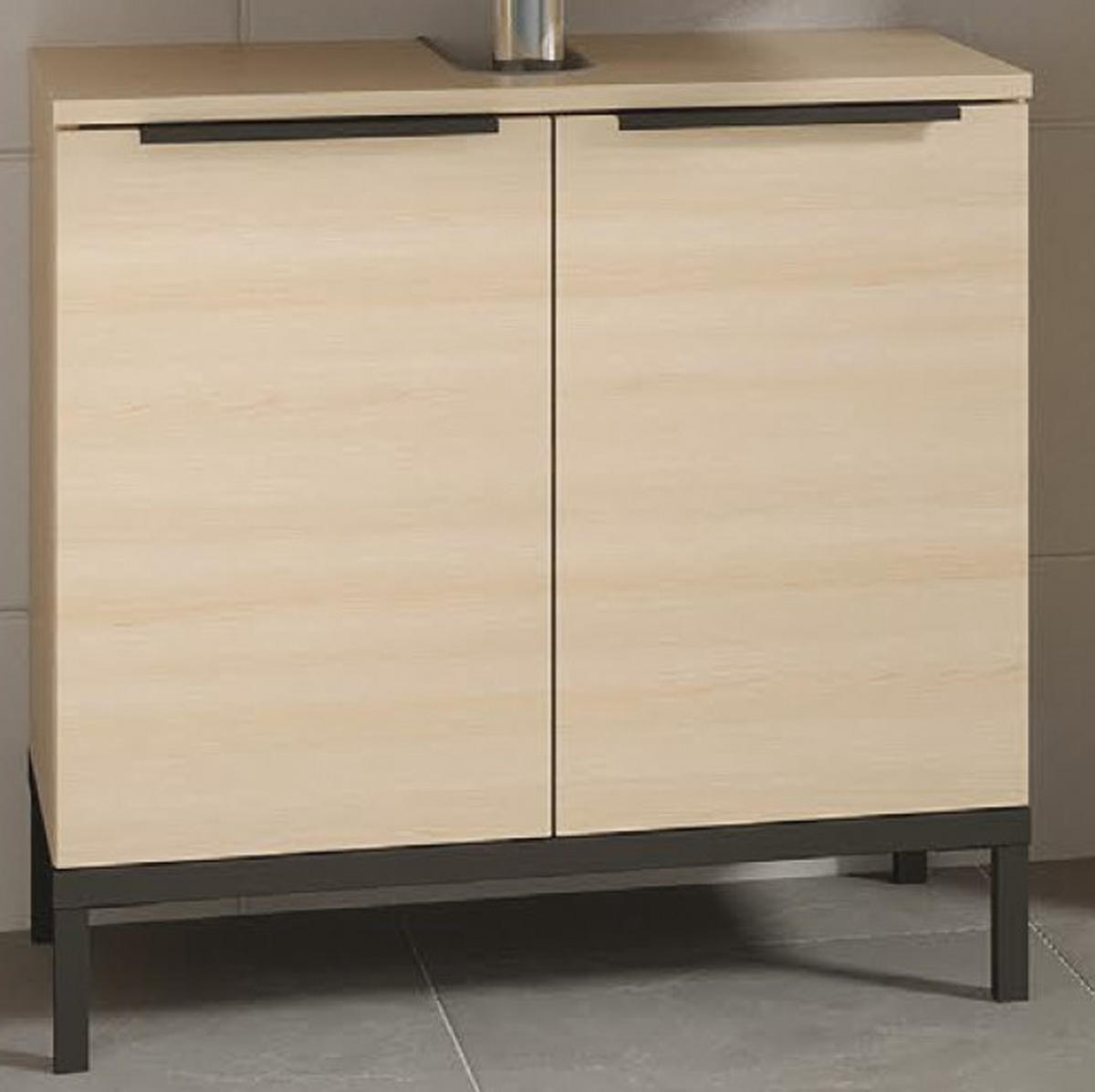 TVÄTTSTÄLLSUNDERSKÅP 60/58/38 cm  - svart/ekfärgad, Modern, metall/trämaterial (60/58/38cm) - Xora