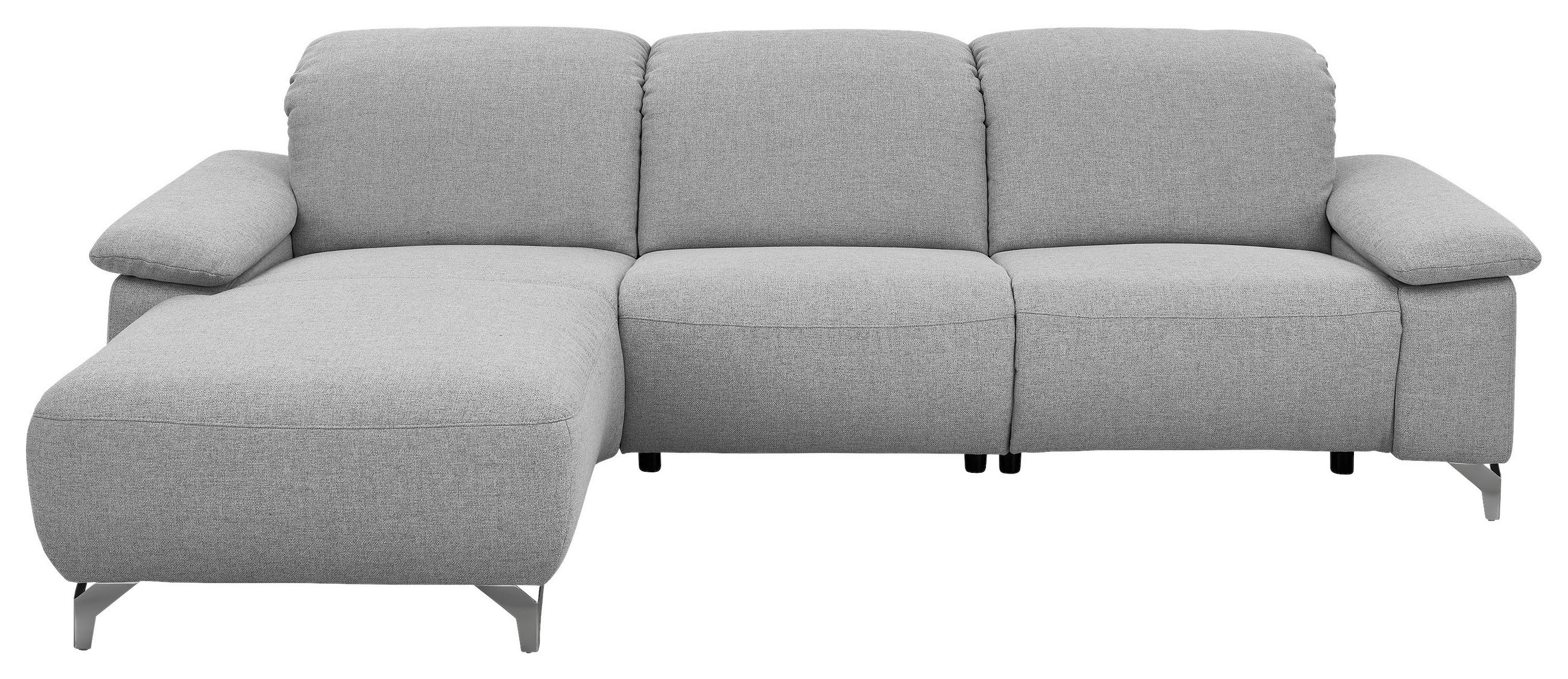 WOHNLANDSCHAFT Hellgrau Flachgewebe  - Chromfarben/Hellgrau, Design, Textil/Metall (180/280cm) - Musterring