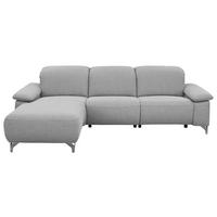 WOHNLANDSCHAFT Hellgrau Flachgewebe Rücken echt  - Chromfarben/Hellgrau, Design, Textil/Metall (180/280cm) - Musterring