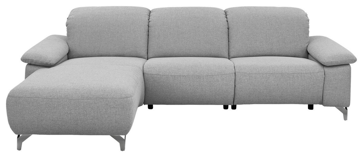 WOHNLANDSCHAFT Hellgrau Flachgewebe Rücken echt  - Chromfarben/Hellgrau, Design, Textil/Metall (180/280cm) - Musterring