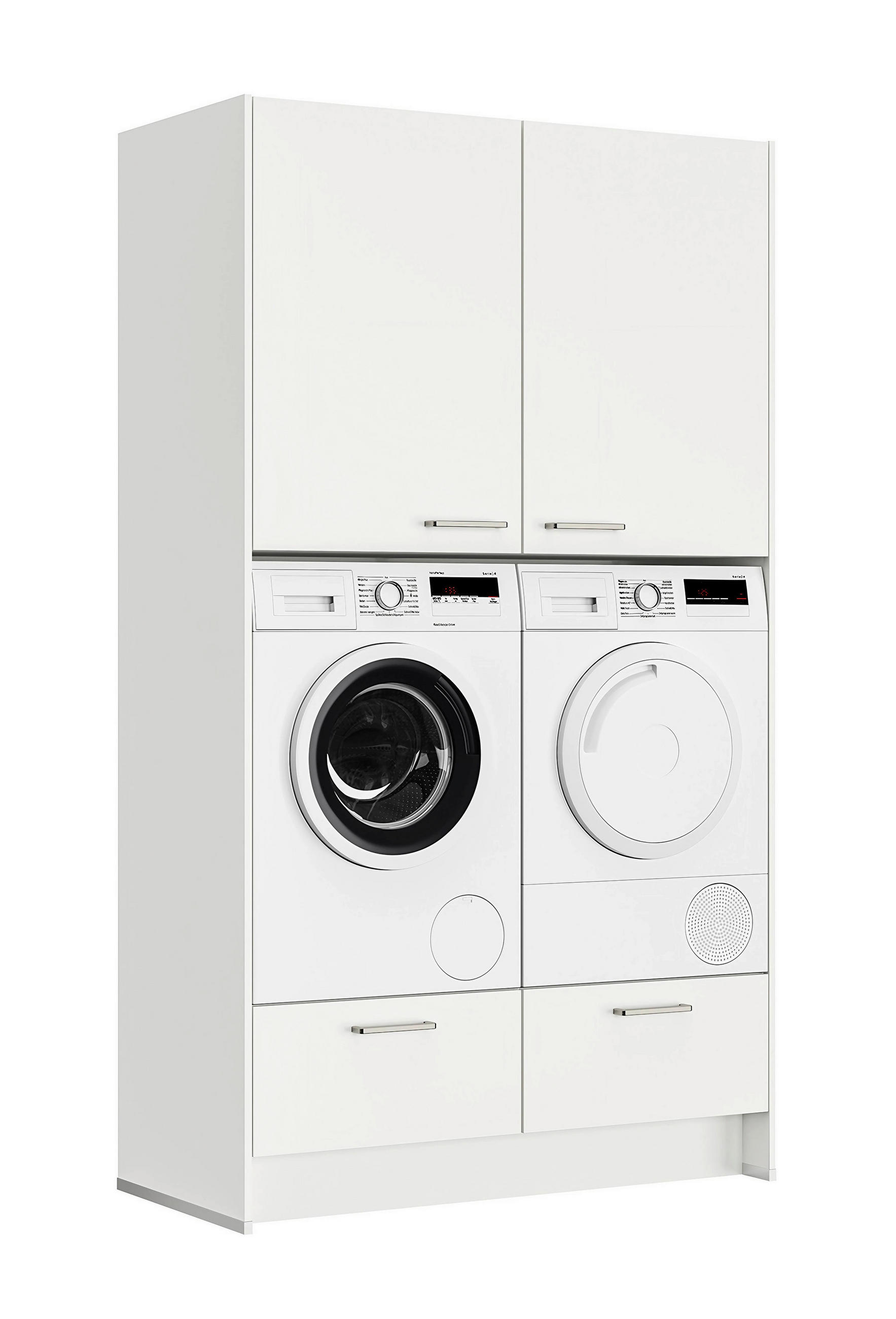 WASCHMASCHINENSCHRANK 123,2/216,6/58,3 cm  in Weiß  - Edelstahlfarben/Weiß, MODERN, Holzwerkstoff/Metall (123,2/216,6/58,3cm) - Nobilia