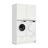 WASCHMASCHINENSCHRANK 123,2/216,6/58,3 cm  in Weiß  - Edelstahlfarben/Weiß, MODERN, Holzwerkstoff/Metall (123,2/216,6/58,3cm) - Nobilia