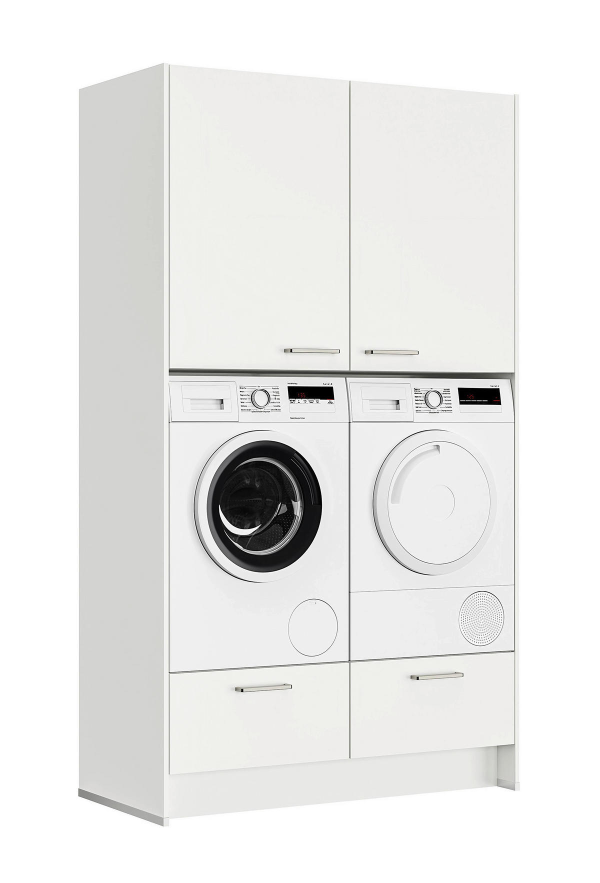 WASCHMASCHINENSCHRANK 123,2/216,6/58,3 cm  in Weiß  - Edelstahlfarben/Weiß, MODERN, Holzwerkstoff/Metall (123,2/216,6/58,3cm) - Nobilia