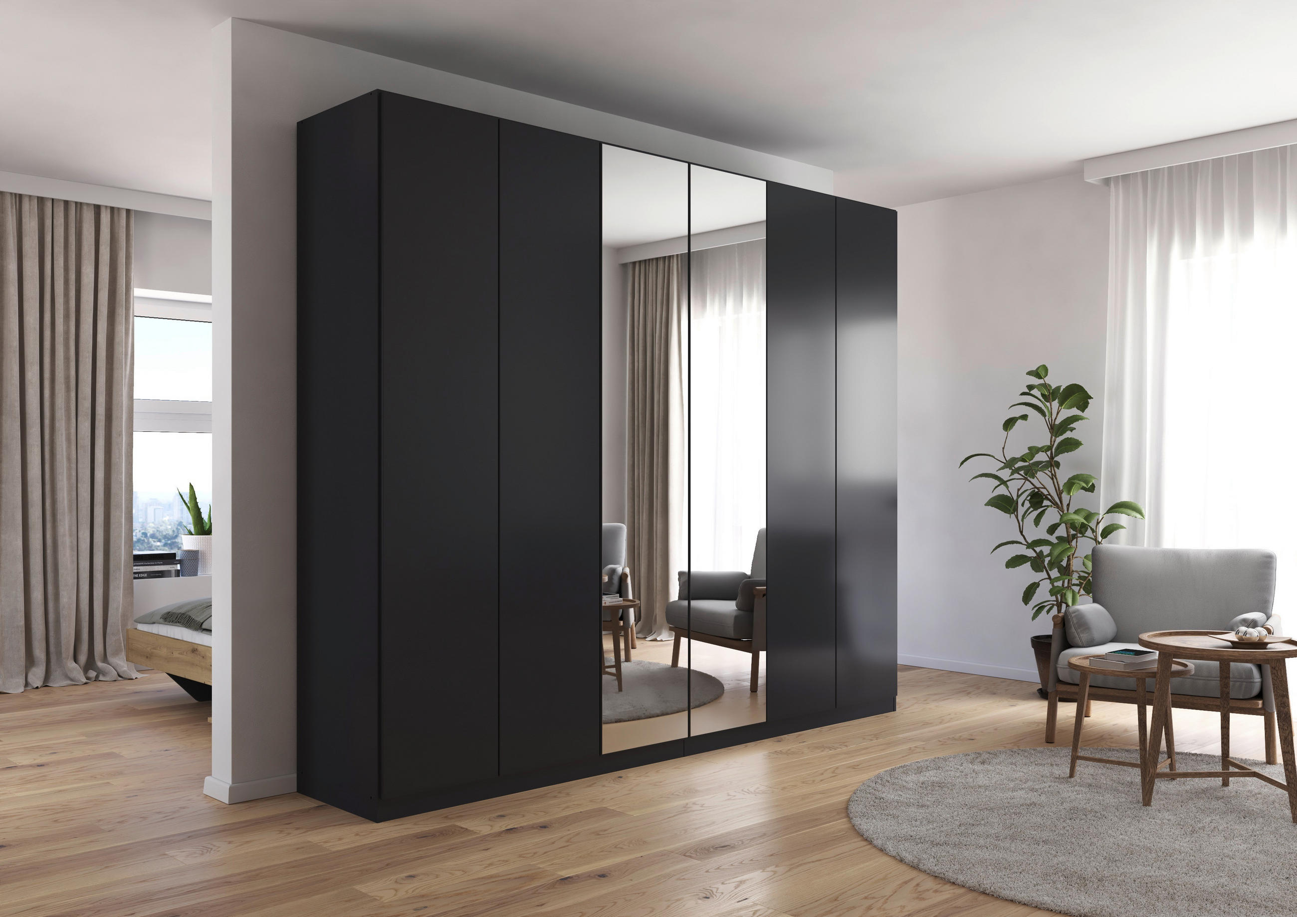 FALTTÜRENSCHRANK in Dunkelgrau  - Dunkelgrau, Holzwerkstoff (271/229/54cm) - Boxxx