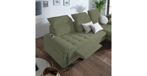 ECKSOFA in Flachgewebe Grün  - Schwarz/Grün, LIFESTYLE, Textil/Metall (310/180cm) - Valnatura