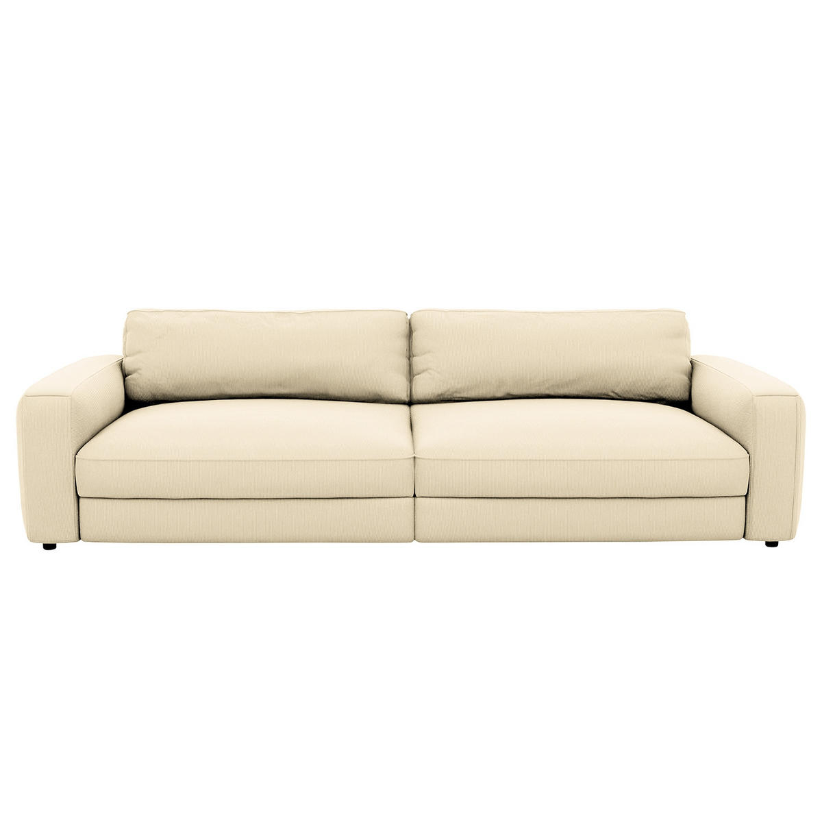 BIGSOFA in Cord Weiss  - Weiss/Schwarz, Modern, Kunststoff/Textil (264/84/125cm) - Trendmanufaktur