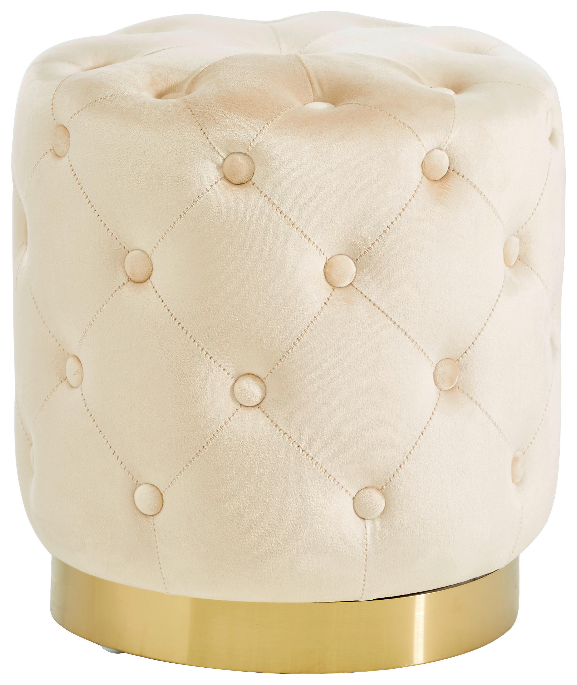 HOCKER Samt Kiefer Goldfarben, Beige  - Beige/Goldfarben, Trend, Holz/Textil (37,5/40/37,5cm) - Xora