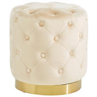 HOCKER Samt Kiefer Goldfarben, Beige  - Beige/Goldfarben, Trend, Holz/Textil (37,5/40/37,5cm) - Xora