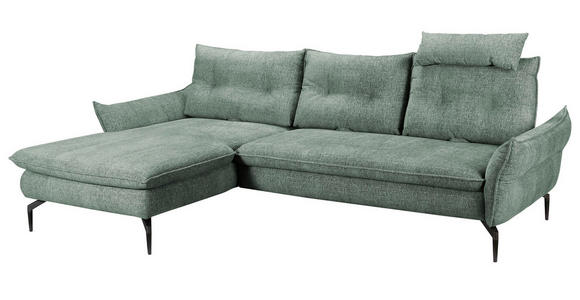 ECKSOFA inkl.Funktionen Grün Webstoff  - Schwarz/Grün, Design, Textil/Metall (185/284cm) - Voleo