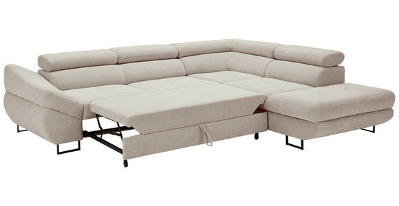 ECKSOFA in Webstoff Taupe  - Taupe/Schwarz, Design, Textil/Metall (280/235cm) - Hom`in