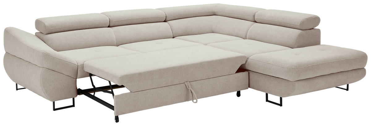 ECKSOFA in Webstoff Taupe  - Taupe/Schwarz, Design, Textil/Metall (280/235cm) - Hom`in