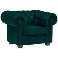CHESTERFIELD-SESSEL in Webstoff Waldgrün  - Waldgrün/Wengefarben, Lifestyle, Holz/Textil (115/76,5/96cm) - Landscape