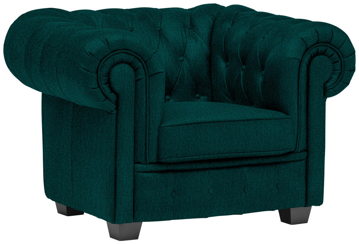 CHESTERFIELD-SESSEL in Webstoff Waldgrün  - Waldgrün/Wengefarben, Lifestyle, Holz/Textil (115/76,5/96cm) - Landscape