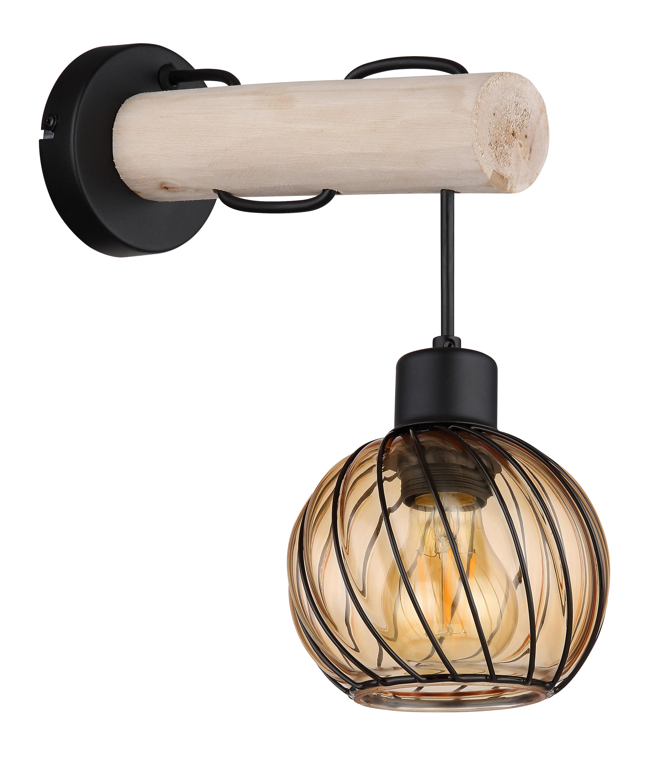 Globo Wandleuchte Natur, Schwarz 27x30x13 cm