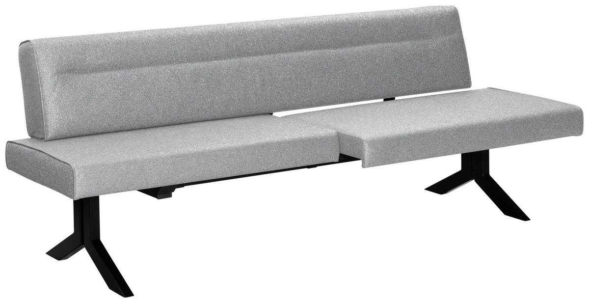 SITZBANK in Metall, Textil Hellgrau  - Hellgrau/Schwarz, Konventionell, Textil/Metall (220/87/70-86cm) - Moderano