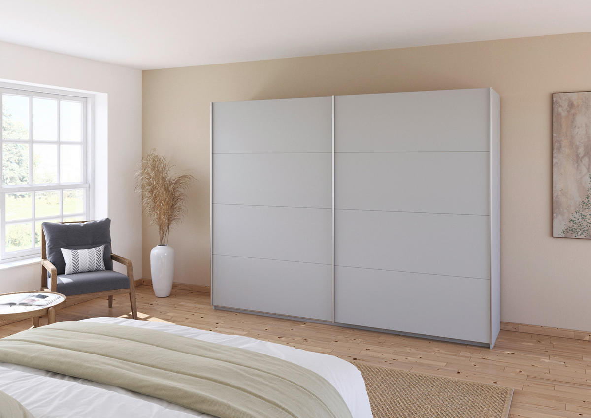 SCHWEBETÜRENSCHRANK  in Seidengrau  - Seidengrau/Alufarben, KONVENTIONELL, Holzwerkstoff/Metall (271/210/62cm) - Xora