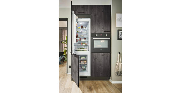 ECKKÜCHE 120/220 cm in Graphitfarben, Schwarz, Eiche dunkel - Eiche dunkel/Chromfarben, Design, Holzwerkstoff/Metall (120/220cm) - Xora