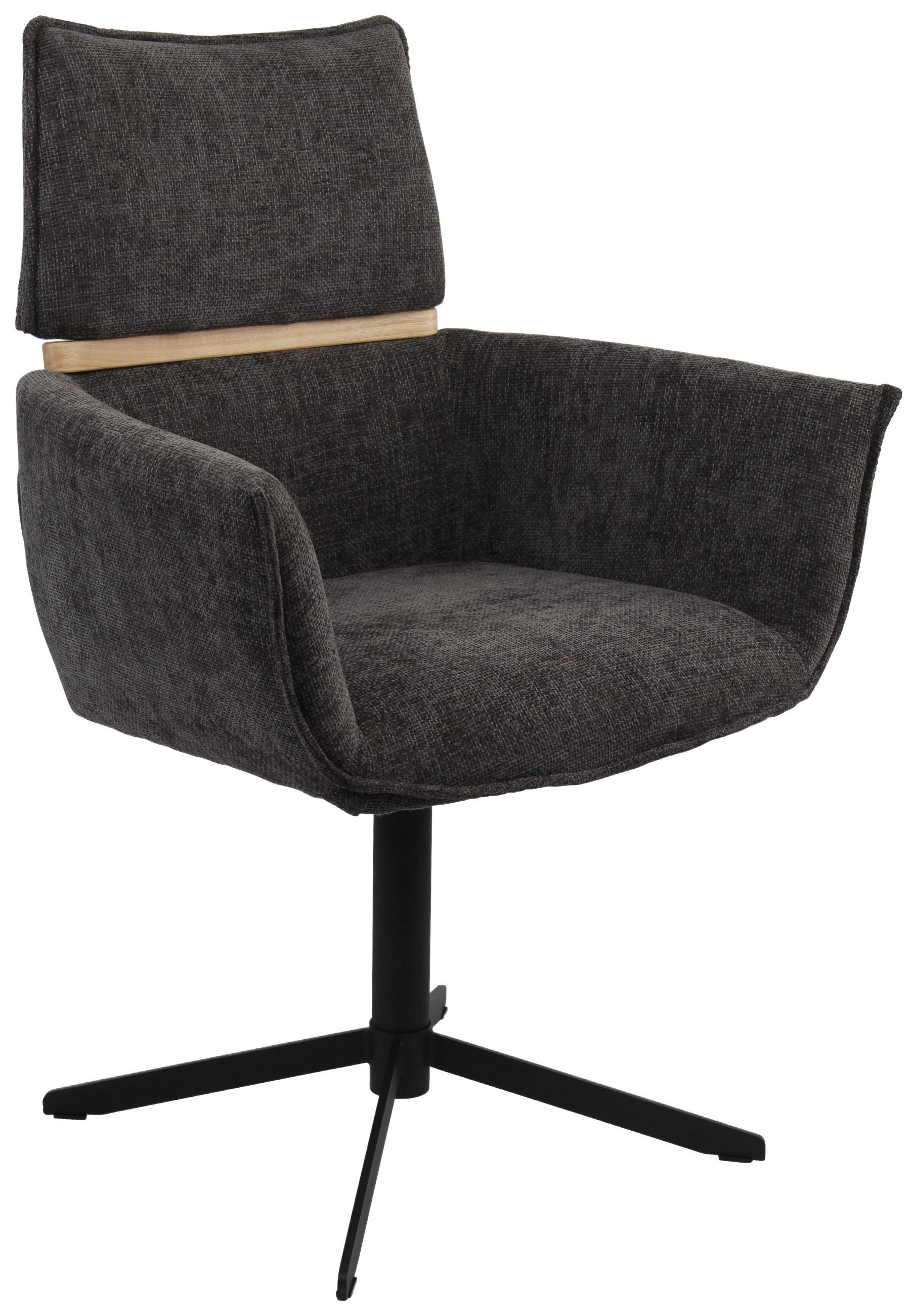CHEFSESSEL Webstoff Dunkelgrau  - Dunkelgrau/Schwarz, MODERN, Holz/Textil (62/86/56cm) - MID.YOU