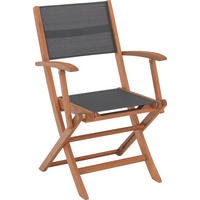BAŠTENSKA STOLICA NA SKLAPANJE - siva/prirodna boja, Romantično / Seoski, drvo/tekstil (56/90/58cm) - Ambia Garden