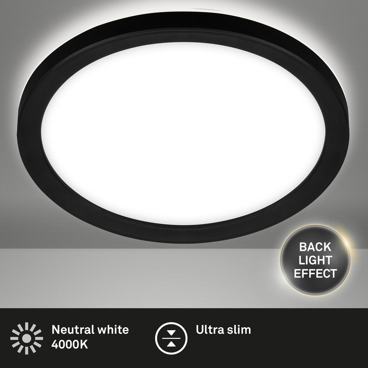 LED-PANEL  Slim 12 W/1400 lm/4000 K/230 V/ - črna, Basics, umetna masa (19/2,8cm)