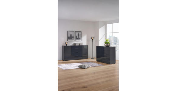 SIDEBOARD Anthrazit  - Anthrazit/Alufarben, Design, Glas/Holzwerkstoff (136/99/42cm) - Voleo