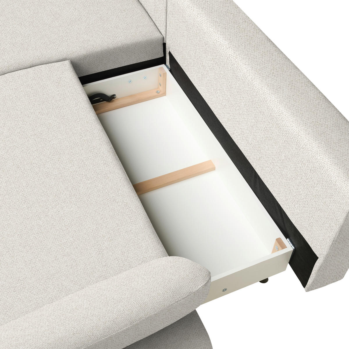 ECKSOFA Struktur Ecru  - Ecru/Schwarz, Design, Textil/Metall (186/284cm) - Lomoco