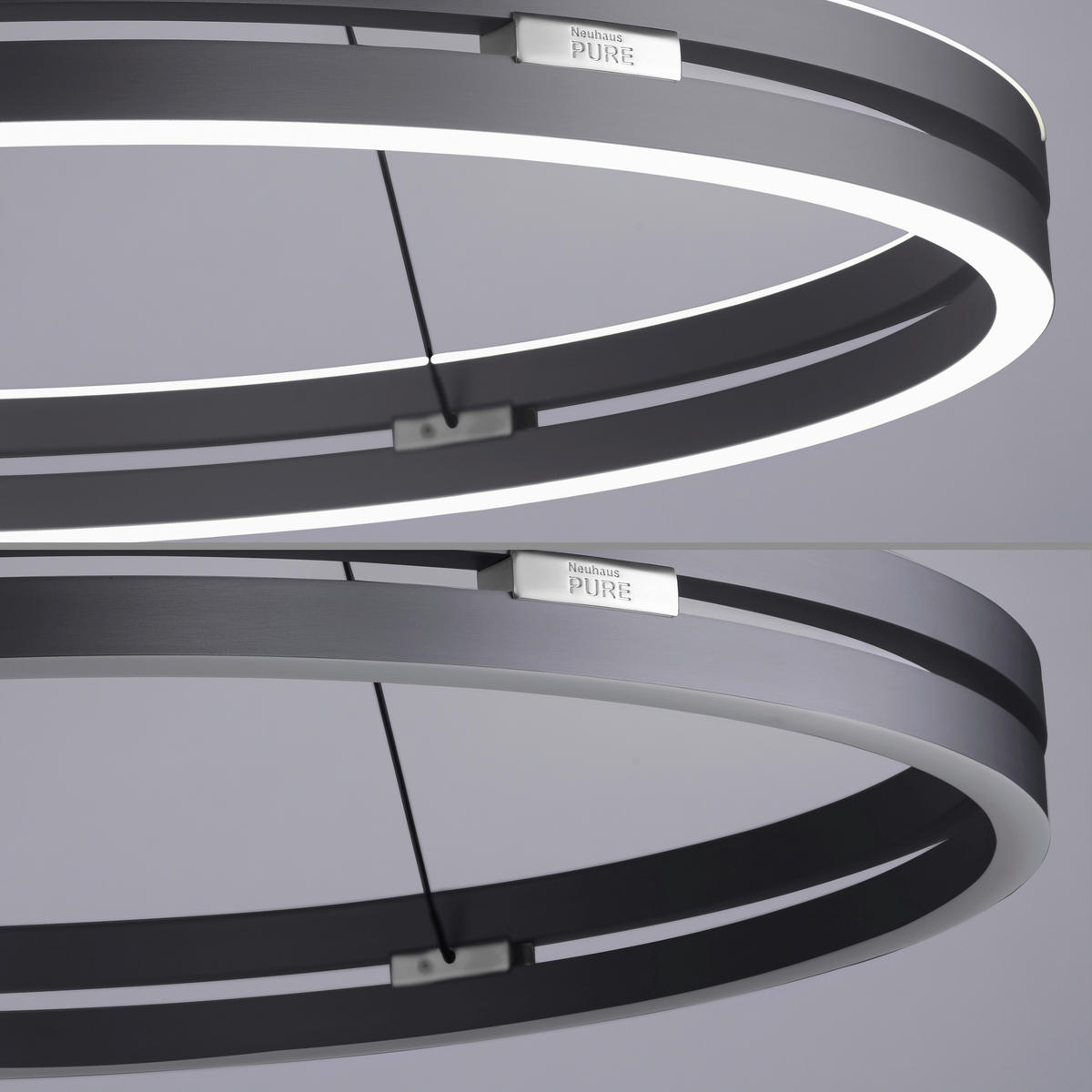 LED-HÄNGELEUCHTE Pure-Loop 70.1/70.1/40-350 cm  - Grau, Design, Kunststoff/Metall (70.1/70.1/40-350cm) - Neuhaus PURE