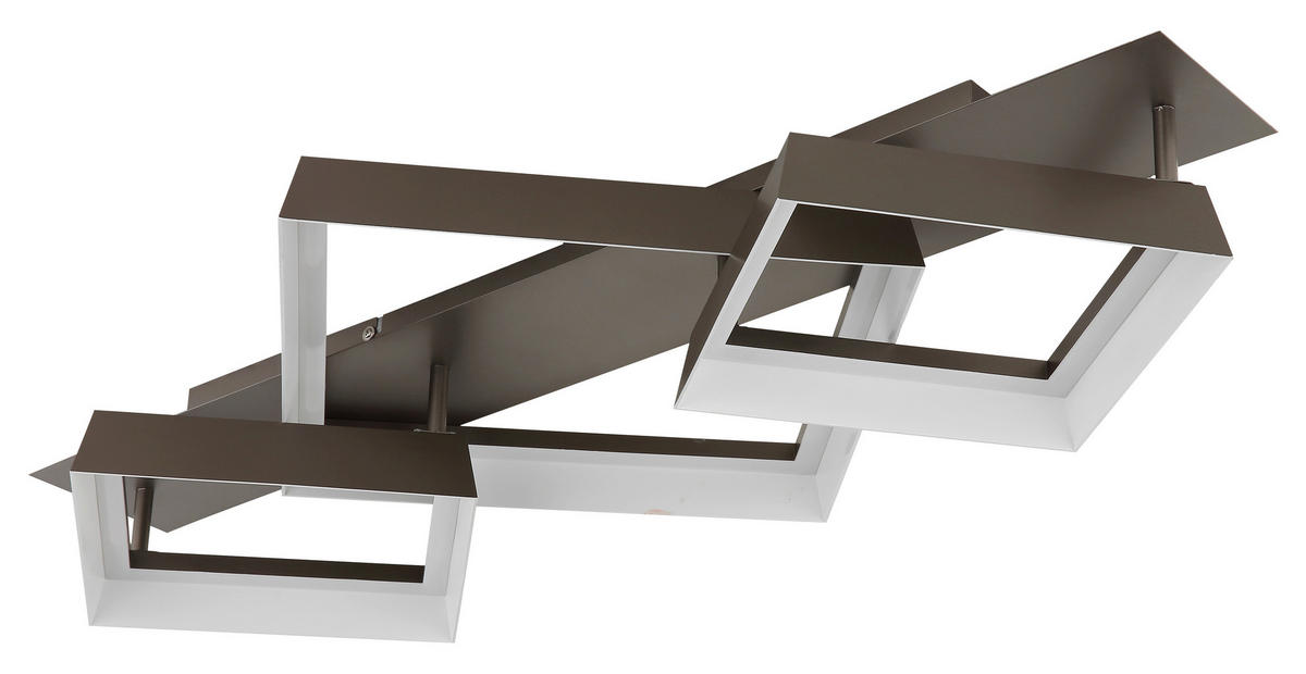 LED-DECKENLEUCHTE 85/49,5/12 cm   - Braun/Weiß, Design, Kunststoff/Metall (85/49,5/12cm) - Globo