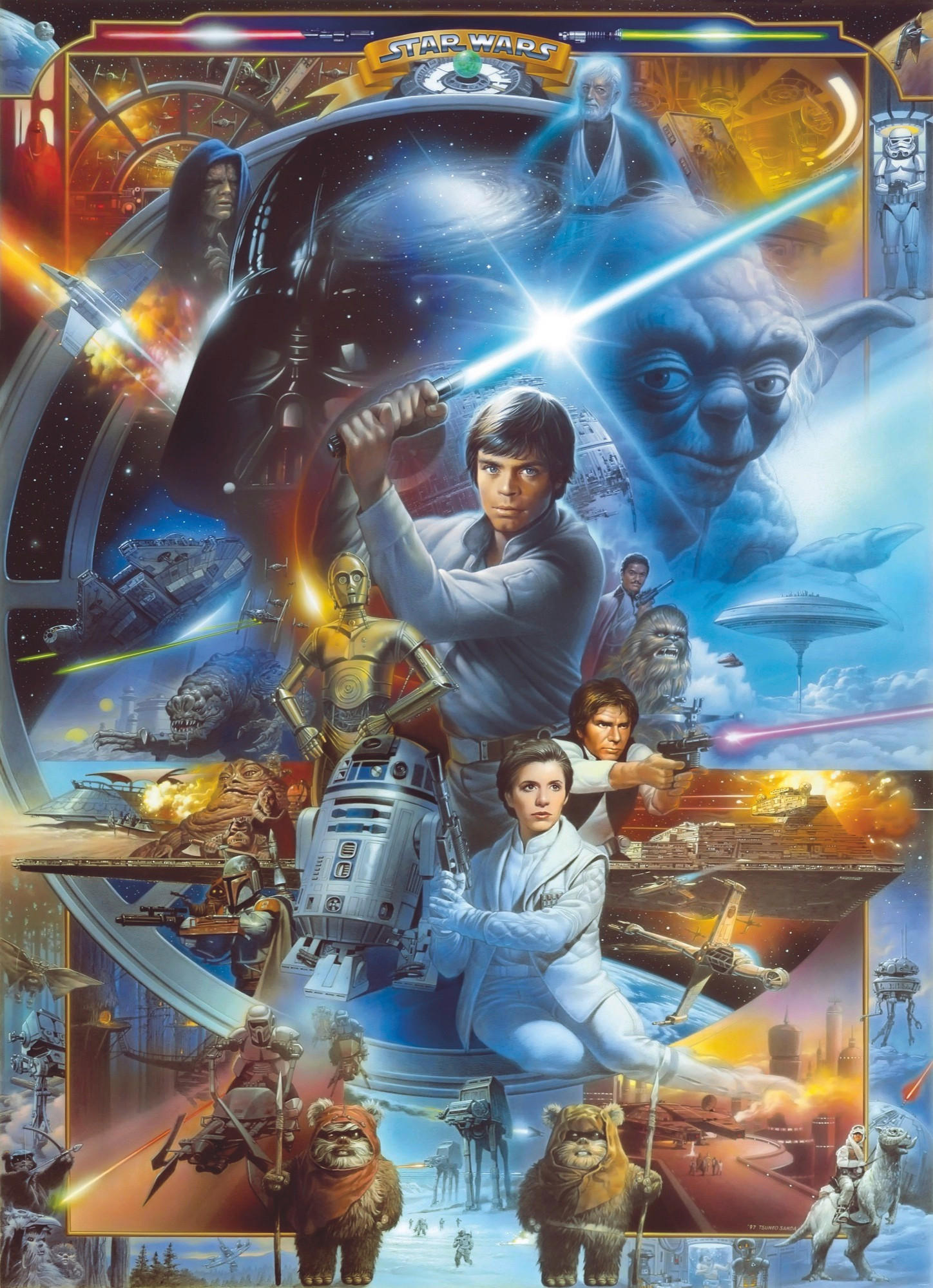 FOTOTAPETE Star Wars  - Blau/Gelb, Design, Papier (184/254cm) - Disney
