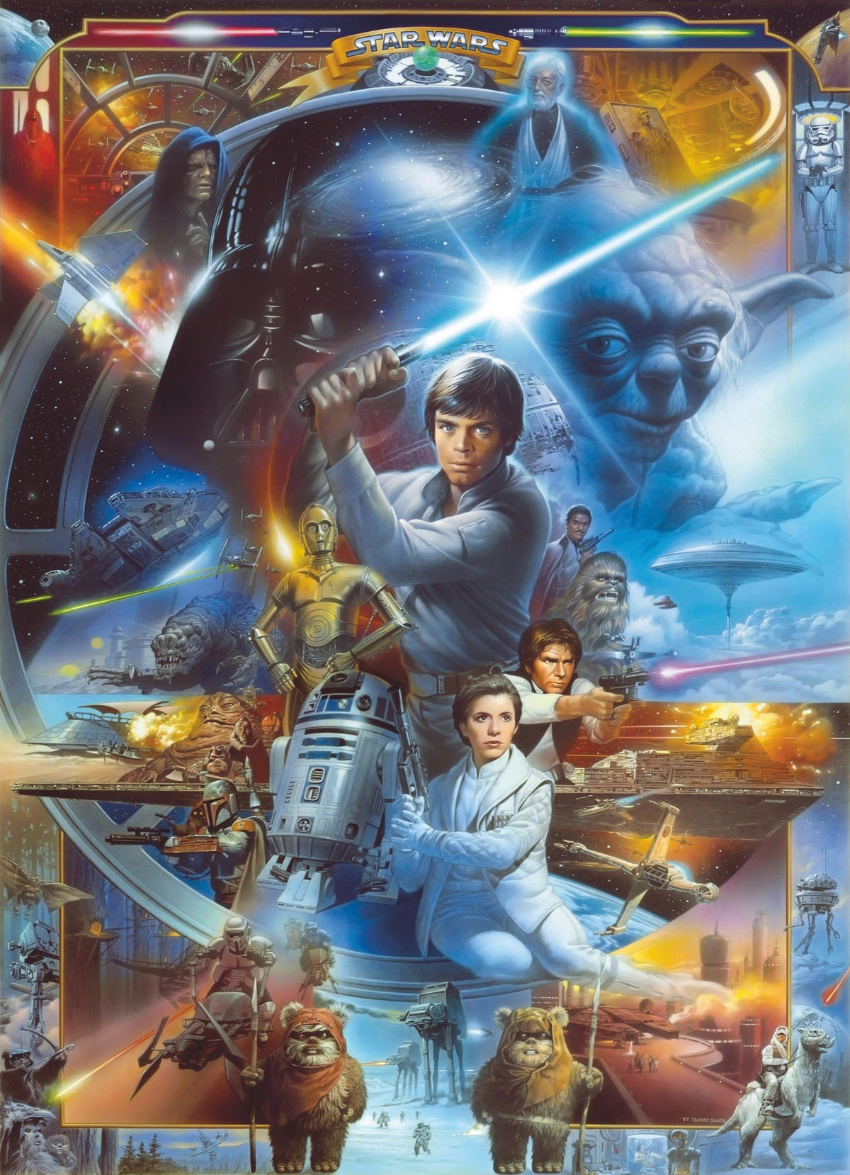 FOTOTAPETE Star Wars  - Blau/Gelb, Design, Papier (184/254cm) - Disney