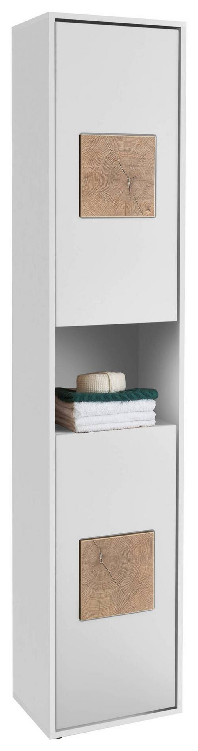 HOCHSCHRANK 40/190/30 cm  - Weiss/Eichefarben, Modern, Holzwerkstoff/Kunststoff (40/190/30cm) - MID.YOU