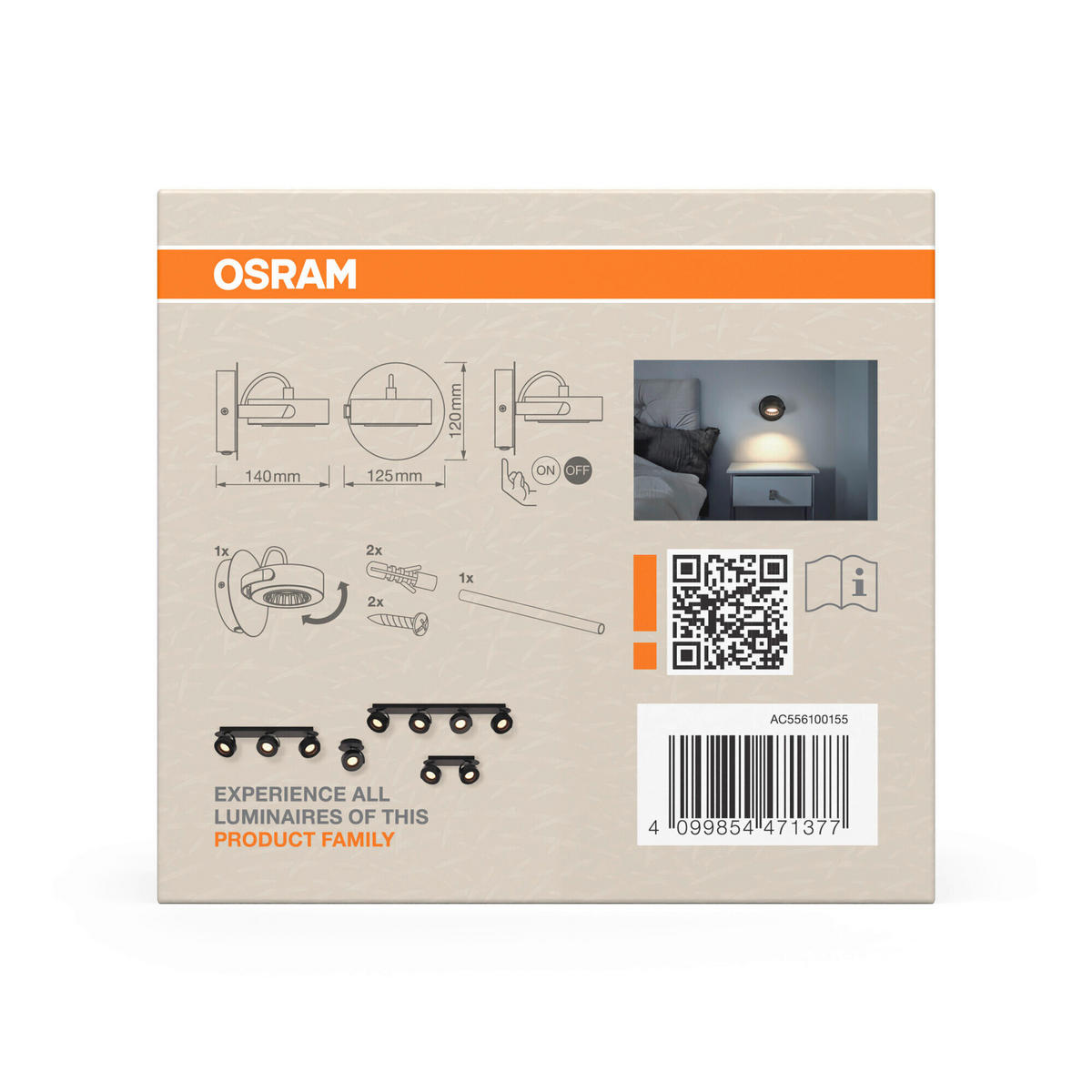 LED-STRAHLER 12,5/14/12 cm   - Schwarz, Basics, Kunststoff/Metall (12,5/14/12cm) - Osram