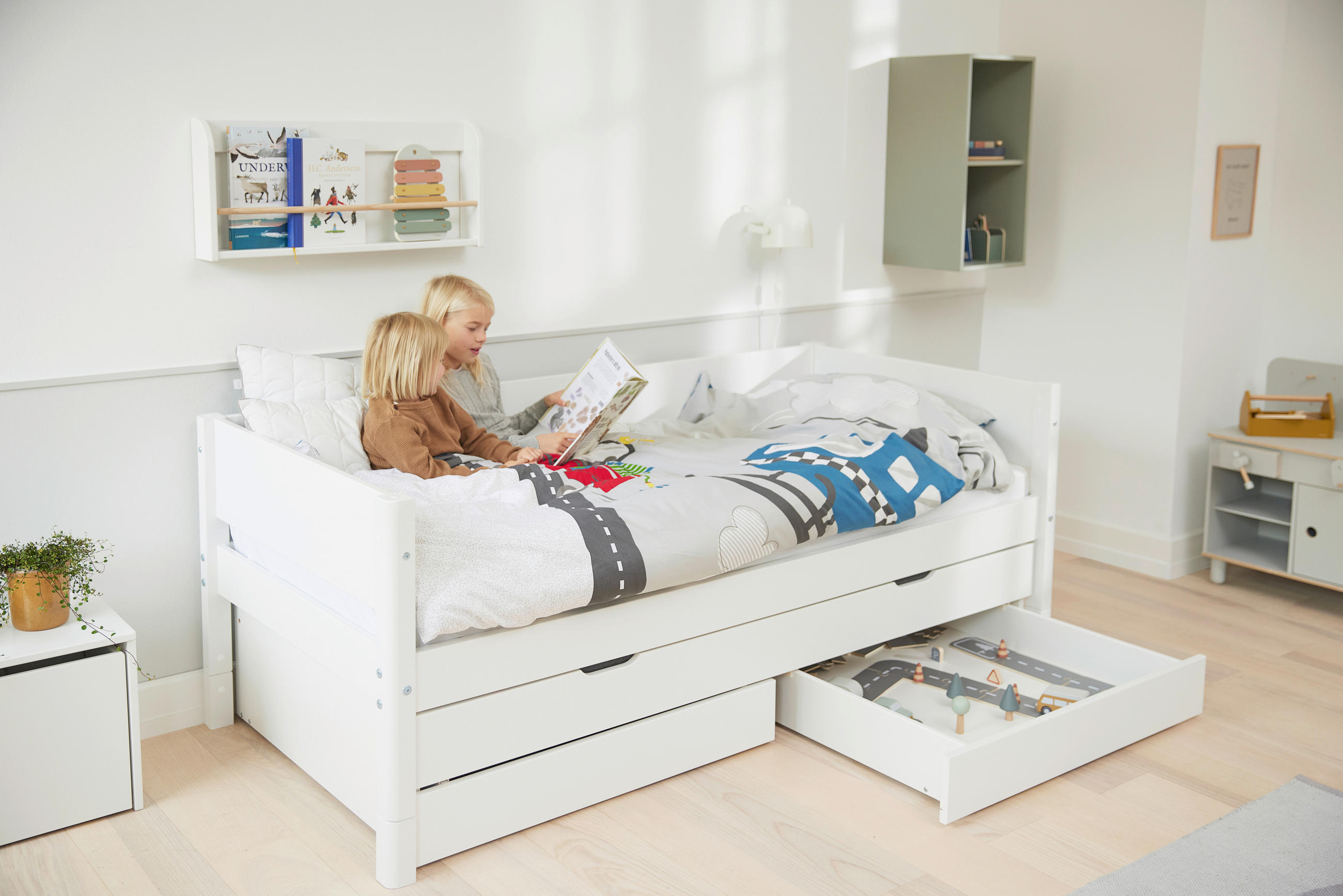AUSZIEHBETT 90/200 cm  in Weiß  - Weiß, Design, Holz/Holzwerkstoff (90/200cm) - Flexa