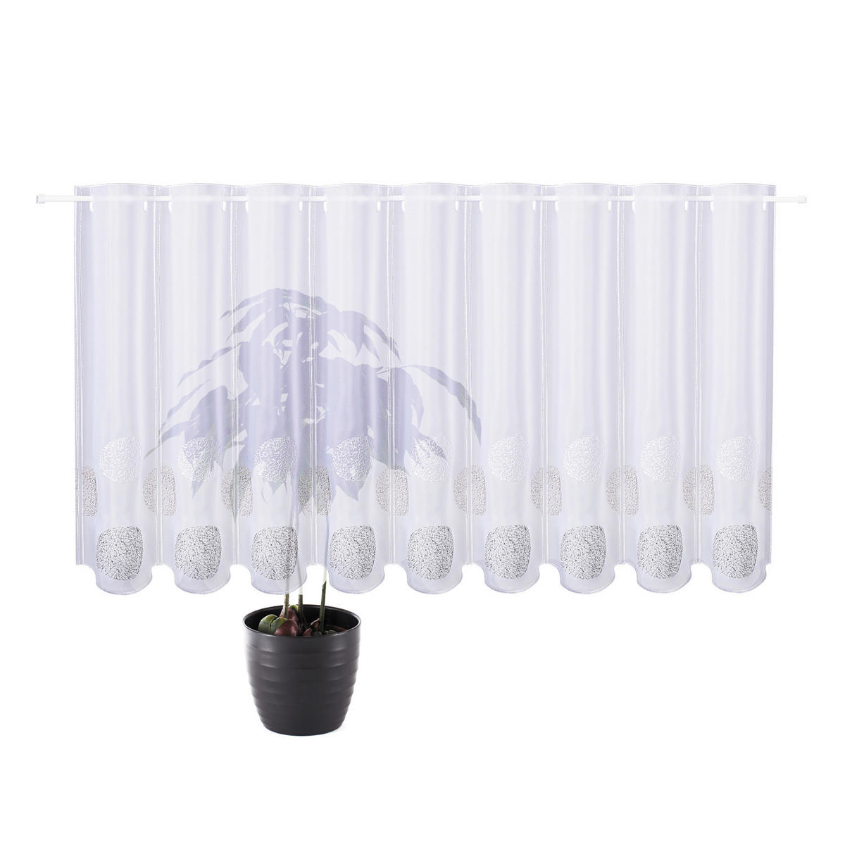 KURZGARDINE   80/45 cm   - Weiß/Grau, KONVENTIONELL, Textil (80/45cm)