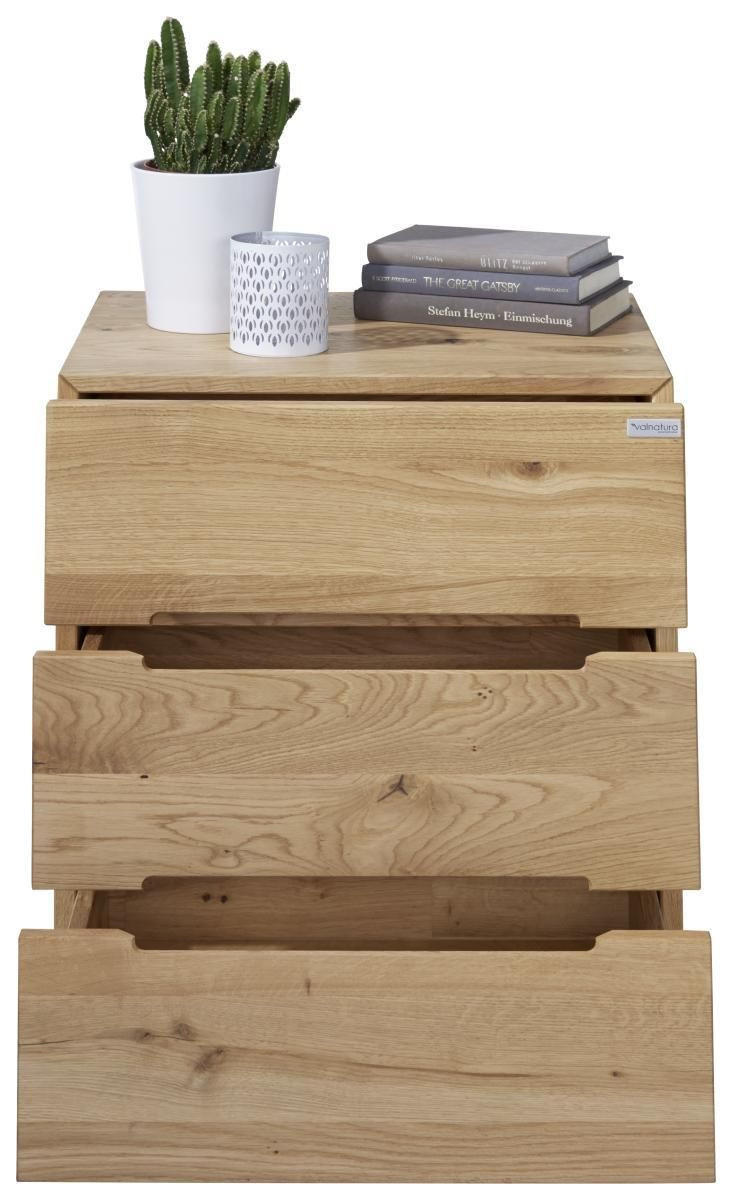 Thumbnail - Valnatura Nachtschrank, Eiche, Holz, Wildeiche, massiv, 3 Schublade(n) Schubladen, 50x60x40 cm, Typenauswahl, Soft-Close...