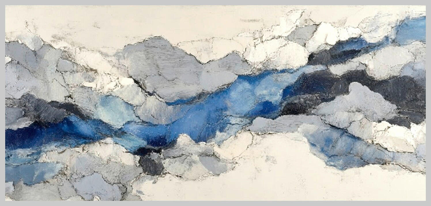 Euroart Leinwandbild Indigo Abstraction I Mehrfarbig 115x55 cm